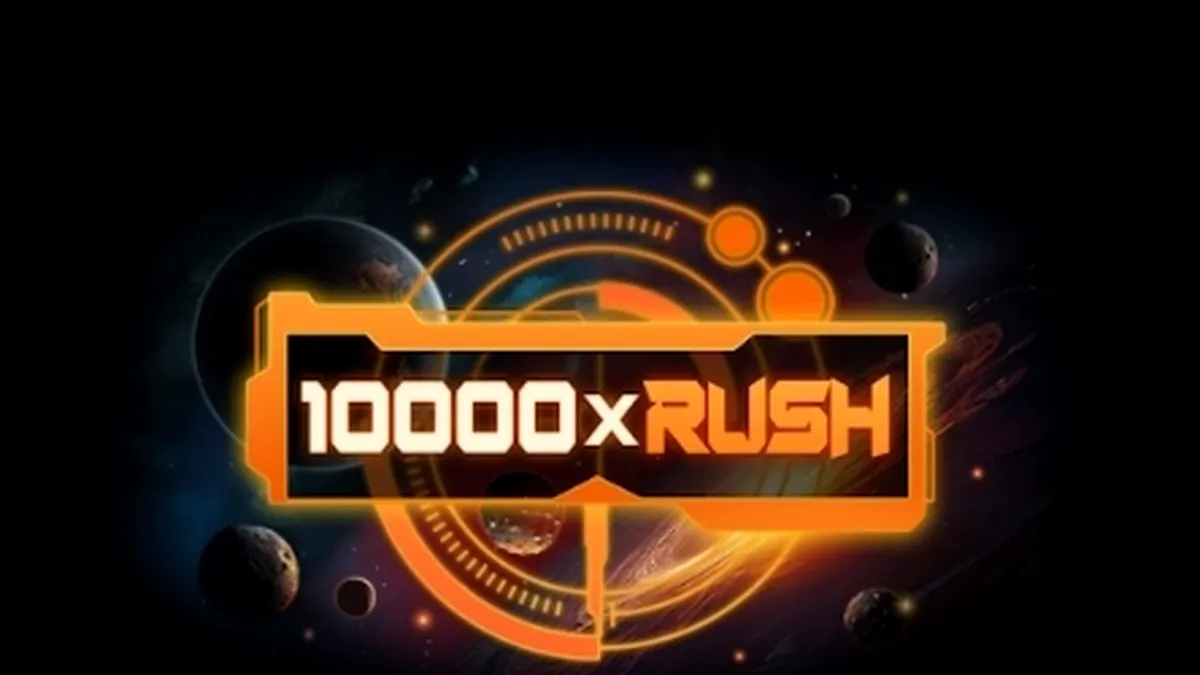 Tampilan antarmuka game slot 10000 x Rush dari Platipus